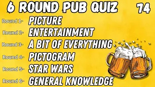 Virtual Pub Quiz 6 Rounds: Picture, Entertainment, Bit of Everything, Pictogram, Star Wars, GK No.74