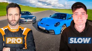 Pro Driver, Slow Car vs YouTuber, Fast Car