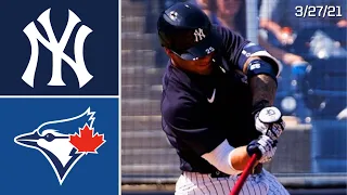 New York Yankees Vs. Toronto Blue Jays | Yankees Spring Training Highlights | 3/27/21