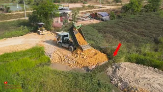 Amazing Making 100% Successful Working Road Construction Building In Village By Dozer Dump Truck