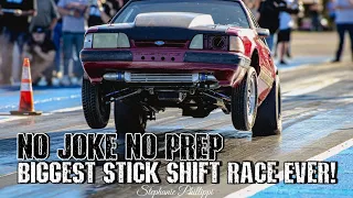 THE BIGGEST STICK SHIFT RACE EVER!! No Joke No Prep, London Dragway!