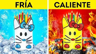 ESTUDIANTE CALIENTE VS. FRÍA | Trucos escolares de chica de fuego y de hielo en 123 GO! CHALLENGE