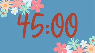 45 Minute Cute Spring Flower Classroom Timer (No Music, Fun Synth Alarm at End)