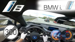 BMW i8 ACCELERATION TOP SPEED NO LIMIT AUTOBAHN POV TESTDRIVE GERMANY