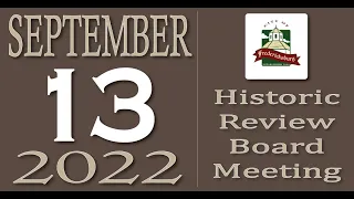 City of Fredericksburg, TX - Historic Review Board Meeting - Tuesday, September 13, 2022