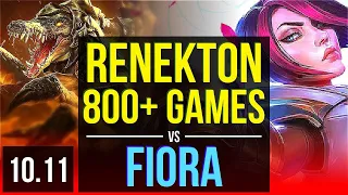 RENEKTON vs FIORA (TOP) | 1.7M mastery points, 800+ games, KDA 13/2/7 | BR Challenger | v10.11