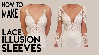 How to Make Lace Illusion Sleeves for a Wedding Gown, Add Sleeves, Sheer, tulle,