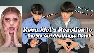 Kpop idol REACT TO Barbie Girl Challenge Tiktok (This guys are way too serious...lol) | Korean