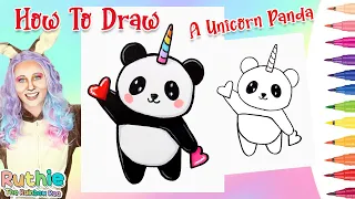 How To Draw A Panda Unicorn Easy | Cute Pandacorn Step by Step