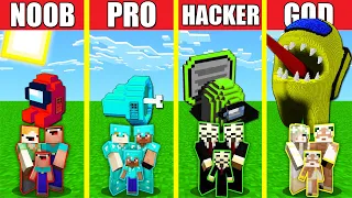 Minecraft Battle: AMONG US HOUSE BUILD CHALLENGE - NOOB vs PRO vs HACKER vs GOD / Animation