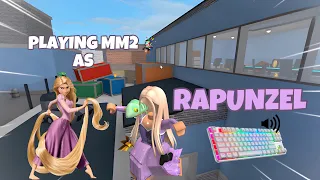 RAPUNZEL DESTROYS TEAMERS IN MM2 + GAMEPLAY (KEYBOARD ASMR)