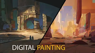Two Environment Sketches: Digital Painting Process