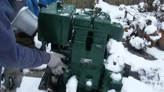 lister ST2A twin cylinder hand start startup in -3 !!!! cold start