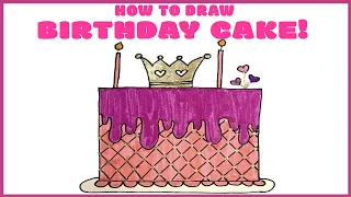 How To Draw Cute Princess Birthday Cake | Easy Drawings