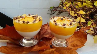 Панна котта с МАНГО без выпечки с кусочками фруктов Panna cotta with MANGO without baking