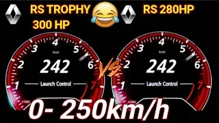 Difference: Renault Megane RS 280 HP vs Renault Megane RS Trophy 300 HP Acceleration 0-250km/h