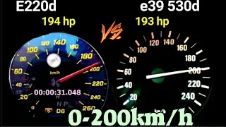 Mercedes E220d 194HP vs 2001 Bmw 530d E39 193HP - Acceleration Sound 0-200 100-200km/h