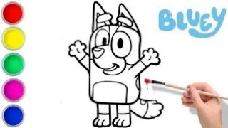 How to draw bluey💙💙💙🌈 | step-by-step bluey drawing| colouring | drawingforkids | bluey drawing |draw