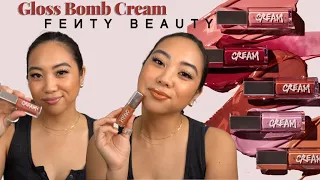 FENTY BEAUTY GLOSS BOMB CREAM COLOR DRIP LIP CREAM | FULL COLLECTION SWATCHES | MEDIUM SKINTONE