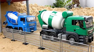 Road construction with Concrete Mixer Truck toys