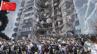 Scenes of chaos and destruction in China! A giant hail storm measuring 5 inches destroyed houses