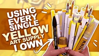 WAIT? YELLOW!? | Drawing Something Using Every YELLOW PENCIL, MARKER, WATERCOLOR, ETC I Own.