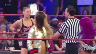 WWE Monday Night Raw - Natalya & Ronda Rousey vs Sacha Banks And Bayley (january 21 2019)