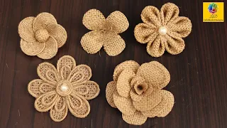 Easy burlap flowers tutorial | Jute craft flower Decoration | Handmade Jute Flower