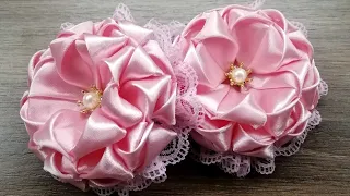 Цветы из ленты 5см/Satin Ribbon Flowers/DIY