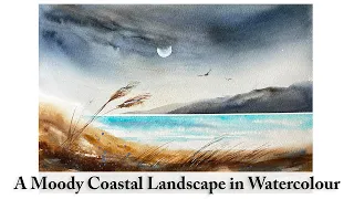 Watercolour Demonstration - A Moody Coastal Landscape | Painting a Stormy Sky