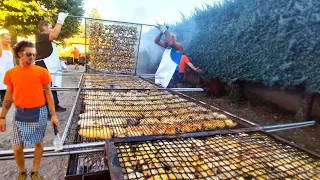 Italy Street Food. Super Meaty Pork Ribs, Over 600 Chicken Wings & Sausages Cooked On Giant Grills