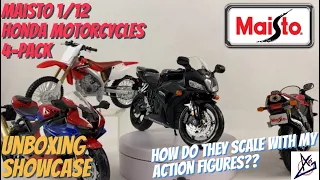 Maisto 1/12 Scale Honda Motorcycles 4-Pack Unboxing Showcase Review