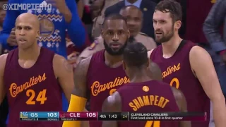 LeBron James Dunks Over Durant and Draymond Warriors vs Cavaliers Dec 25 2016