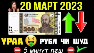 Курби Асъори имруза дар Тоҷикистон 20-уми март 2023 курс валют на сегодня СРОЧНО! ДОЛЛАР,ЕВРО,РУБЛИ