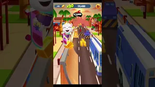 Talking Tom Gold Run Neon Angela Skating The Skateboard Funny Race Android iOS Gameplay #Shorts