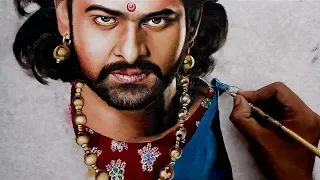 Baahubali Drawing ( PRABHAS ) realistic sketch | Behind the scene | Drawing Bahubali 2 |oil painting