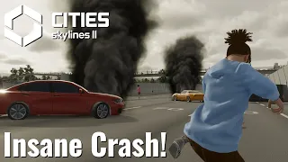 Cities Skylines 2 | 3rd Person Car Ride Ends in Disaster!