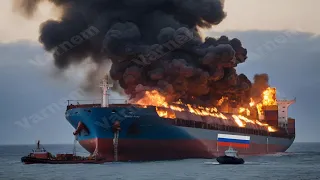 13 Minutes Ago!  Cargo Ship Carrying MILLIONS OF LITERS OF Russian Oil Blown Up By Ukraine