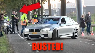 720HP Decat BMW M5 F10 doing a POWERSLIDE in Front Of Police.. BUSTED!