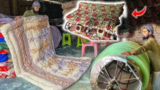 Amazing Process of Making Blanket - Winter Rajai | Cotton Fluffing and Quilt Making In a Factory