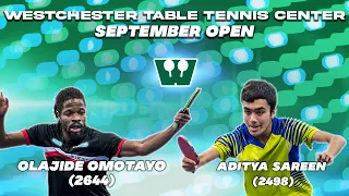 Olajide Omotayo Vs Aditya Sareen Westchester Table Tennis Center September 2022 Open Semifinals 4K!