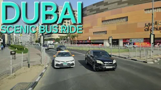 4:30pm Dubai UAE Bus Ride "REAR VIEW": Al Qouz Bus Stn to Deira Gold Souk Metro BS (4.22.24: 4K-UHD)