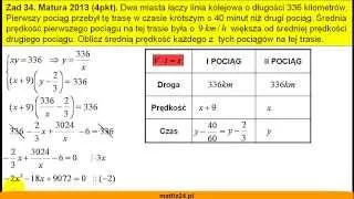 Matura z matematyki 2013 - zad 34 - Zbuduj układ równań - Matfiz24.pl