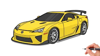 How to draw a LEXUS LFA / drawing lexus lfa 2010 sports car step by step