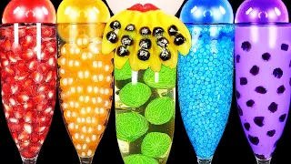 ASMR RAINBOW DRINKS DRINKING SOUNDS 신기한 물 먹방 EDIBLE FROG EGGS, BOBA TEA, BANANA JELLY EATING SOUNDS