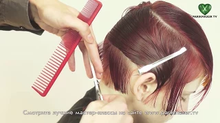 Короткая стрижка с челкой Short haircut with extensions. parikmaxer tv парикмахер тв