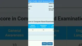 #ssc CHSL 2021 Marks Revealed Score card