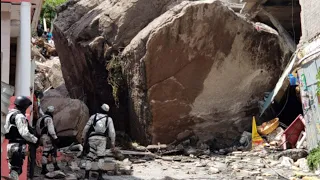 Cuerpos de emergencia acuden a Tlalnepantla por derrumbe en el Cerro del Chiquihuite