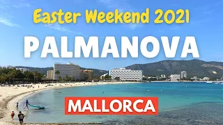Easter Weekend beach walk in Palmanova, Mallorca (Majorca), Spain | April 2021 | 4K