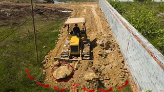 Ep 2  Cannel &Road Building Process By 3 Dump Truck Stuck Fulling By Two Dozer Komatsu, Mitsubishi